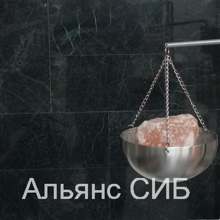 Чаша с Гималайской солью для бани, нержавейка, 20 см, настенное крепление